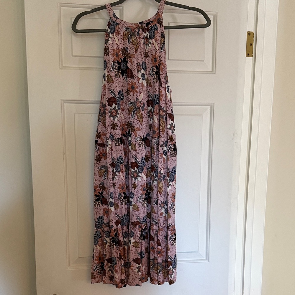 LOFT Pink Floral Midi Dress